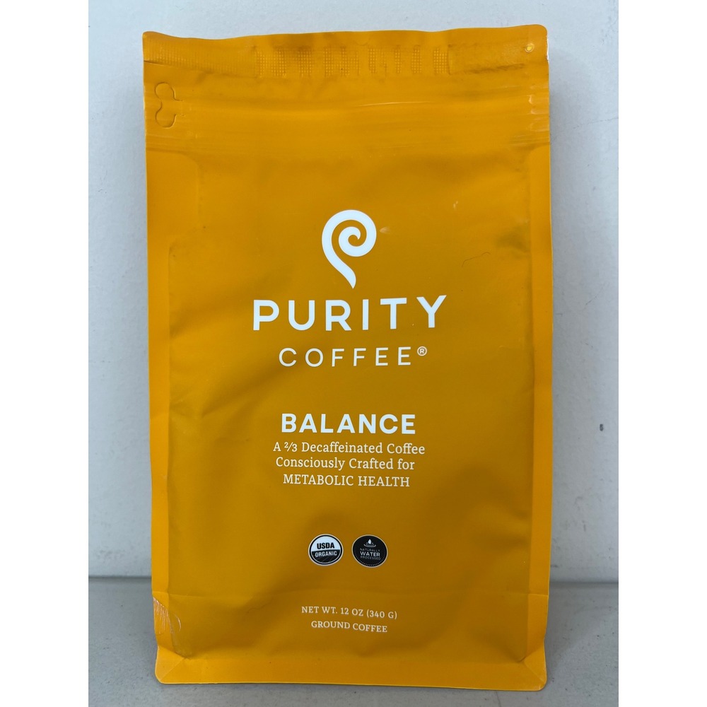 NEW Purity Coffee BALANCE 2/3 Decaf Ground Coffee 12oz USDA Organic Exp 05/2027